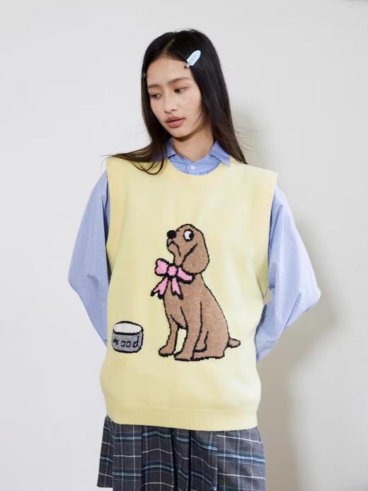 Mood Like Me/MMJ2403/提花小狗涂鸦针织马甲背心 商品图2