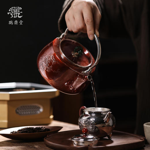 鹤鼎堂银壶于渚系列天保錾刻龙诗句汤沸（缺货） 商品图2