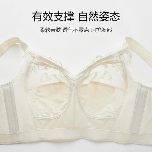 轻奢女王调整型文胸 无钢圈全罩杯超薄杯 通透蕾丝灵动刺绣 大胸显小 桑蚕丝里料抑菌滋养 商品图6