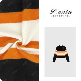 ZZ0637【莓果千层】羊-毛学院风条纹Polo领针织上衣 ZZ0637