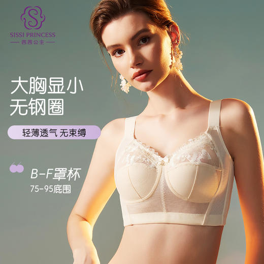 轻奢女王调整型文胸 无钢圈全罩杯超薄杯 通透蕾丝灵动刺绣 大胸显小 桑蚕丝里料抑菌滋养 商品图1