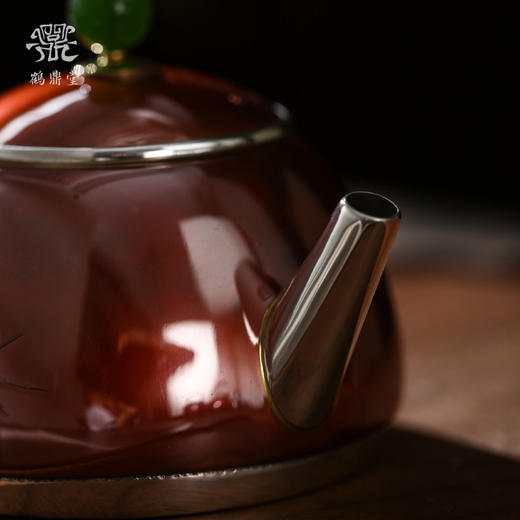 鹤鼎堂银壶于飞系列星言急须錾刻枝叶扶疏（铜包银）（缺货） 商品图3