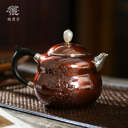 鹤鼎堂银壶于飞系列斐兮急须錾刻福禄吉祥（铜包银）（缺货） 商品图0