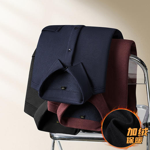 【特大码】【加绒】【新款DM】大依优型大码加绒高弹长袖衬衫男宽松加肥加大码男士休闲商务衬衣上衣胖子 商品图12