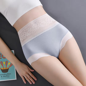 莫代尔高腰内裤女士 性感蕾丝 蚕丝蛋白抑菌裆 收腹提臀三角裤头大码女士内裤