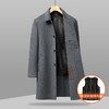 【可拆卸加绒内胆】【绵羊毛】【新款DXS】大依优型大码中长款翻领羊毛呢大衣外套商务夹克男宽松加肥加大码上衣胖子正装休闲 商品缩略图0