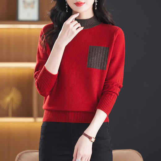 CC-13-6383毛衣女秋冬2014新款洋气宽松半高领针织打底衫短款长袖上衣 商品图0