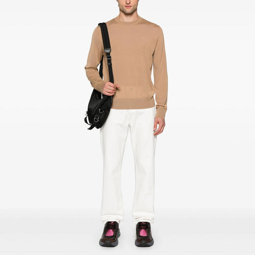 【一】DSQUARED2 男士“D2”刺绣徽标羊毛针织衫 驼色 S74HA1442 S18310 110 商品图3