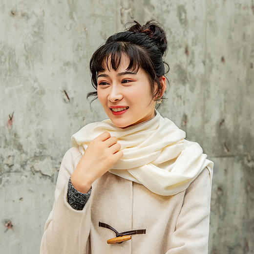 【优雅知性！仿羊绒保暖围巾】35cm宽仿羊绒围巾拉毛色加厚长巾秋冬季cashmere流苏披肩女妈妈装 商品图13
