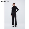NEELLY纳俪商场同款黑色休闲喇叭裤女开叉西装裤高级感垂感九分裤N24104H04555 商品缩略图0