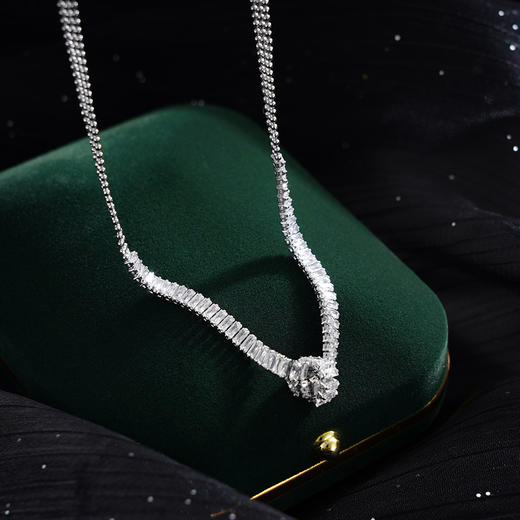 子佩集S925银【曼涟】套链【FYL-0189】纯银时尚项链打结锆石2410 商品图2