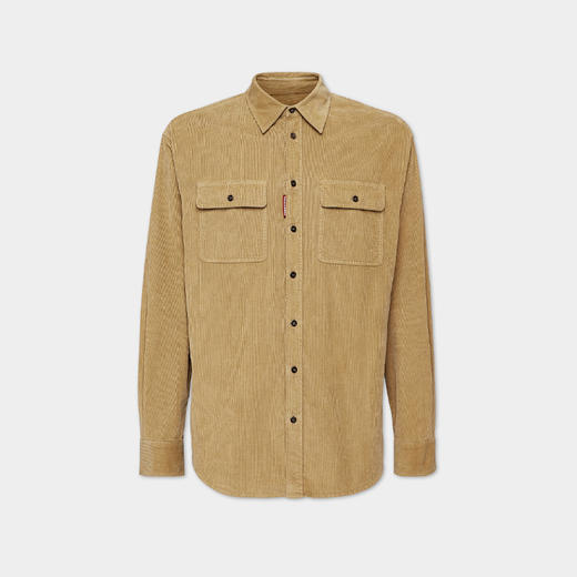 【一】DSQUARED2 男士徽标贴花灯芯绒长袖衬衫 绿色 S74DM0874 S54097 111 商品图0