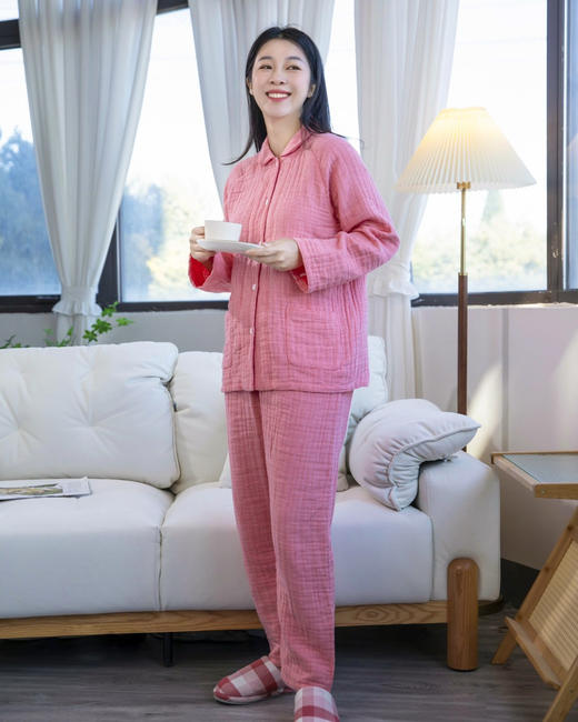 宜色家轻柔小棉袄四层纱家居服 商品图2