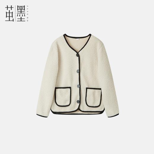 茧墨 撞色小香风仿羊羔绒外套 商品图0