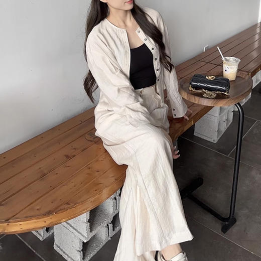 裁缝学苑AQ374亚麻通勤圆领衬衫纸样阔腿裤子女装新款套装样板 商品图4