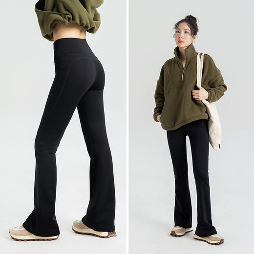 【加绒防风保暖】羊绒喇叭裤 两侧真口袋 能装手机的瑜伽裤 带微笑臀线 穿上就是翘臀 商品图1