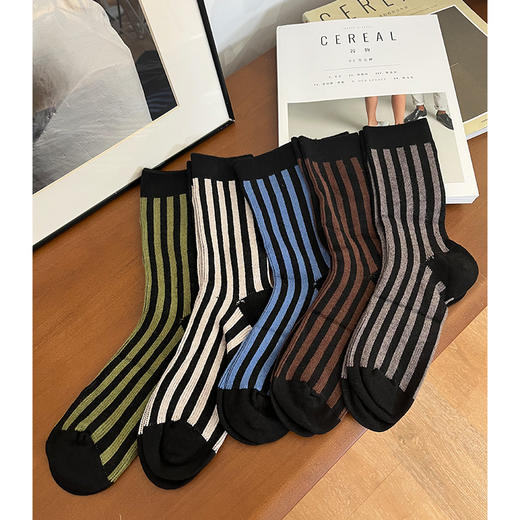 【活动商品，不退不换】好看不冻脚 猫猫绒中筒袜 复古条纹袜 蓬松柔软 高弹舒适 绵密脚感 让行走更自由 商品图6