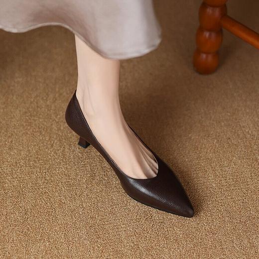 【预售5天】法式尖头单鞋女春秋新款百搭通勤职业工作鞋浅口细跟高跟鞋女ASN&1956 商品图1