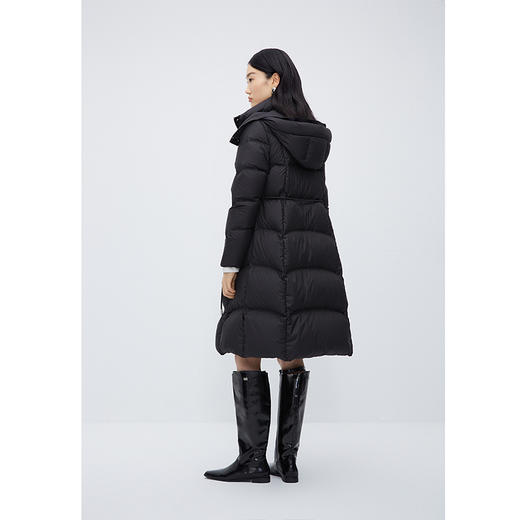 NEELLY纳俪商场同款显瘦羽绒服女冬中长款收腰保暖连帽白鸭绒大衣N24104L14406 商品图3