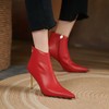【预售5天】秋冬季新款女鞋尖头细高跟鞋牛皮时装靴时尚短靴子女CWCD&CW127-4 商品缩略图1