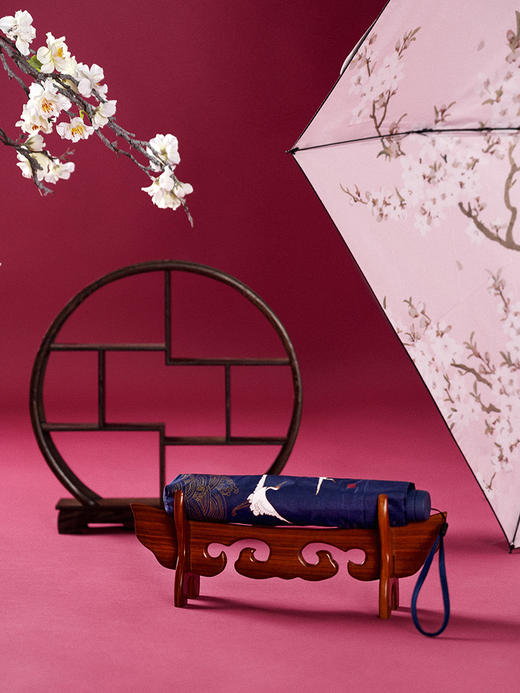 MINISO故宫宫廷百花图卷系列防晒伞藏青色53*6k 商品图1