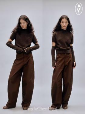 shyshystill/shy202408040/纯棉微廓形立体收腰松弛显瘦香蕉长裤