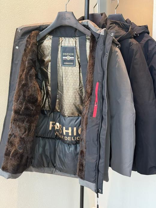 三倍保暖男士石墨烯羽丝棉水貂毛保暖商务外套 商品图8