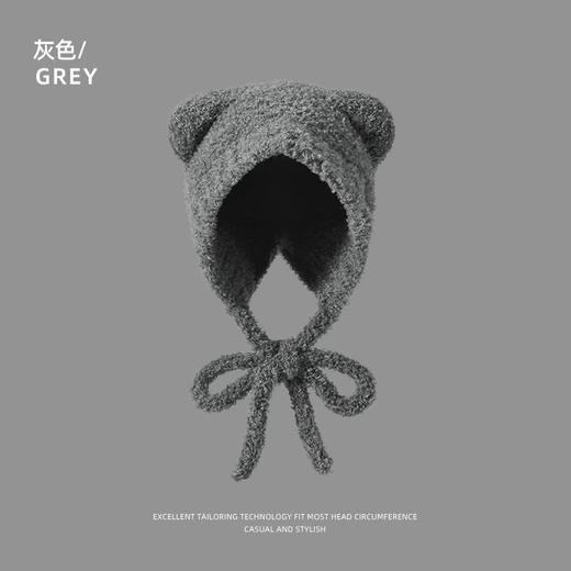 【超显脸小！萌萌哒毛绒小熊帽子】不挑脸一秒戴出型温柔又可爱，版型微阔上翘自然显脸小，加厚保暖针织毛线帽大头围护耳包头帽QQ 商品图5
