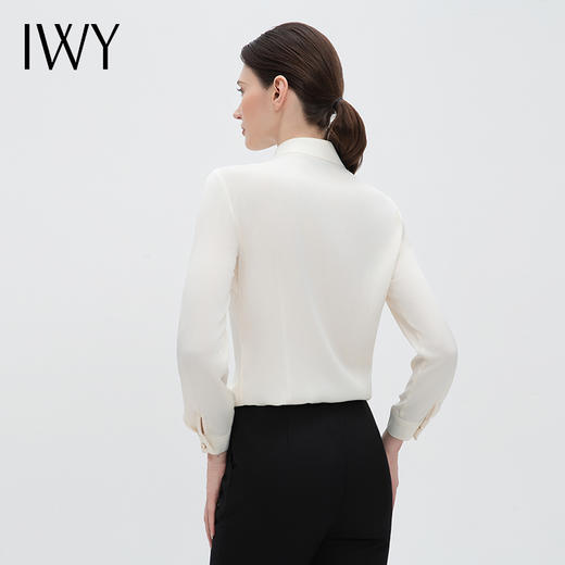 IWY/高级感长袖衬衫女春秋新款设计感小众飘带显瘦杏色上衣B14338 商品图4
