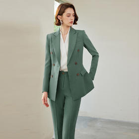 IWY/绿色垫肩西装外套设计感小众高级感西服长袖职业装通勤ol正装CP1522