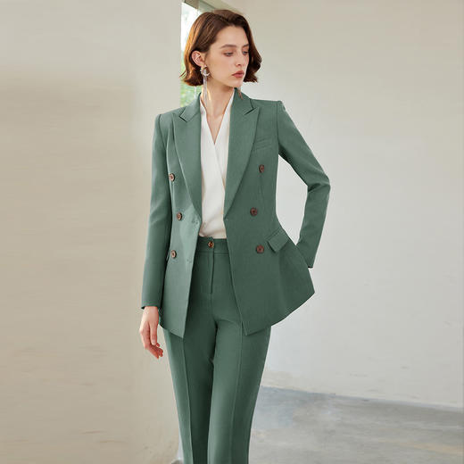 IWY/绿色垫肩西装外套设计感小众高级感西服长袖职业装通勤ol正装CP1522 商品图0