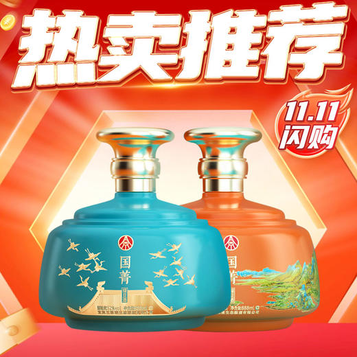 【双十一闪购】五粮液生态 国菁(黄色+蓝色) 绿豆酒 52度 888ml*2瓶整箱装 商品图0