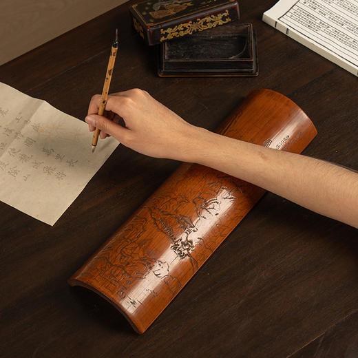 明 竹雕高山深谷归居图大臂搁 商品图1