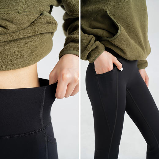 【加绒防风保暖】羊绒喇叭裤 两侧真口袋 能装手机的瑜伽裤 带微笑臀线 穿上就是翘臀 商品图2