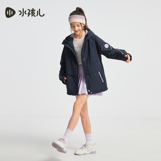 水孩儿童装2024秋冬女童风衣中大童外套运动户外休闲防风保暖时尚 商品图2