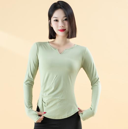 跃牌【瑜堂系列】V领长袖裸感无缝褶皱收腰显瘦紧身瑜伽服 JYMC014 商品图0