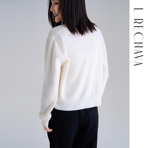 【100%羊毛】秋冬调色盘开衫 圆领纽扣宽边毛衣 短款羊绒外套 商品图6