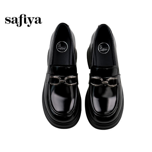 Safiya/索菲娅2025学院风方头粗跟轻便百搭小个子增高乐福鞋  SFD1112160 商品图6