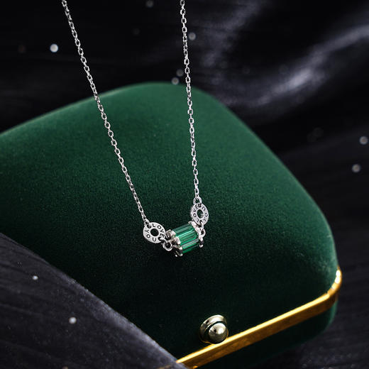 子佩集S925银【醉春烟】套链【YE02104】纯银时尚项链绿色锆石双圈2410 商品图1