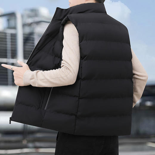 【新款DHD】大依优型大码男装立领棉马甲简约休闲宽松外套男坎肩背心上衣男士 商品图3