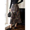 剩S/M/L/XL 米思阳2025冬季新款复古光泽感丝绒半身裙设计感印花a字裙女2068 商品缩略图2