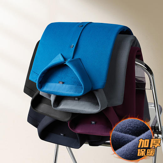 【加绒】【新款DM】大依优型大码加绒高弹长袖衬衫男宽松加肥加大码男士休闲商务衬衣上衣胖子 商品图13