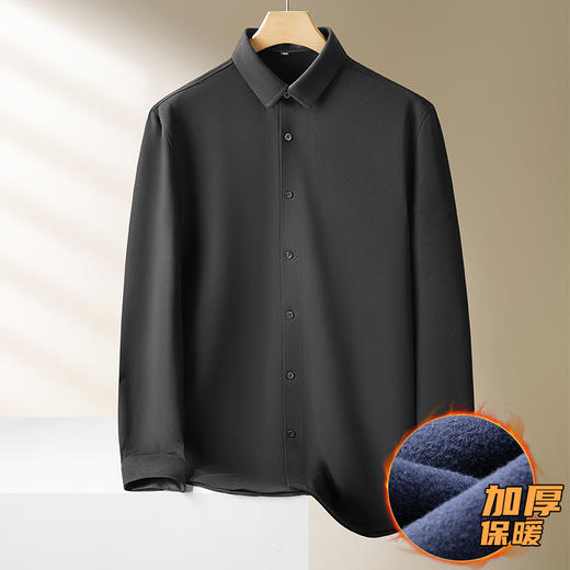 【加绒】【新款DM】大依优型大码加绒高弹长袖衬衫男宽松加肥加大码男士休闲商务衬衣上衣胖子 商品图4