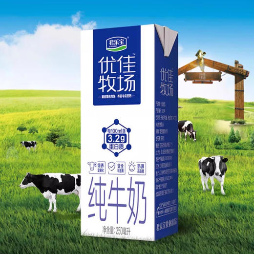 君乐宝优佳牧场纯牛奶250ml*12盒 商品图1