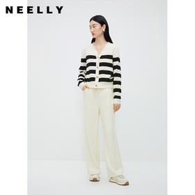 NEELLY纳俪商场同款高腰阔腿裤女冬季美式卫裤舒适慵懒宽松直筒裤N24104H14402