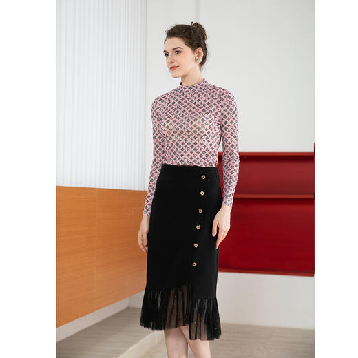 司歌弹力印花长袖打底衫上衣ET901332X 商品图1