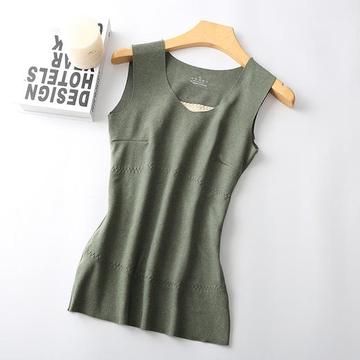 双十一抢先购【超值两件装！无痕磨毛贴片保暖背心】秋冬季德绒修身保暖背心女士加绒加厚蚕丝贴片无痕打底内衣大码。ry 商品图7