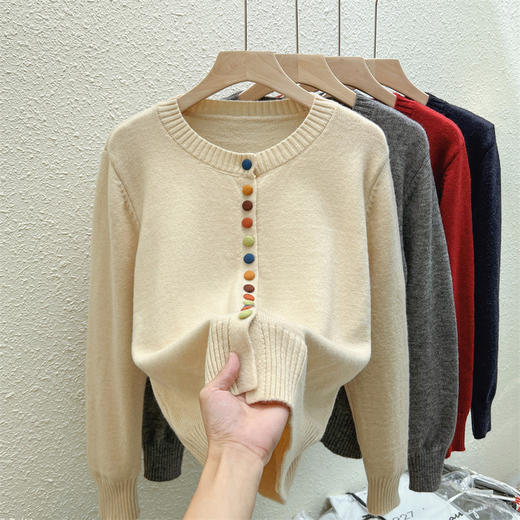 【针织毛衣开衫】复古慵懒风毛衣 秋冬休闲软糯针织显瘦针织衫毛衣 商品图3