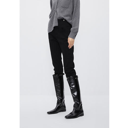 NEELLY纳俪商场同款黑色百搭收腹铅笔裤女冬季磨毛修身显瘦小脚裤N24104H04566 商品图2