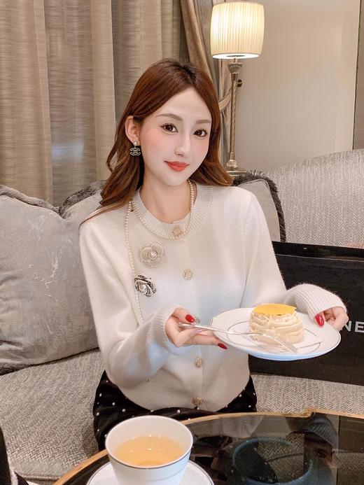 张心子【山茶香氛】气质名媛小香风针织衫女秋冬新款长袖修身上衣 U2410042 商品图5